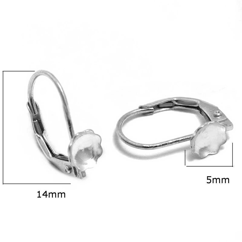 Silver 925 Leverback Earring with Post 5mm