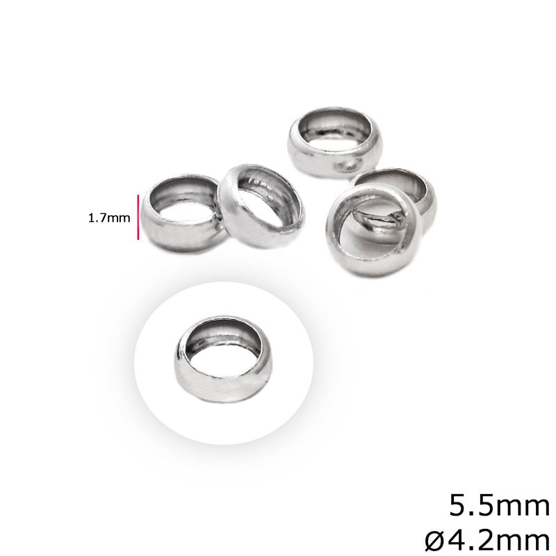 Silver 925 Rondelle Bead 5.5mm with Hole 4.2mm