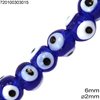 Glass Bead Evil Eye 6mm, Hole 2mm