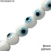 Glass Bead Evil Eye 6mm, Hole 2mm