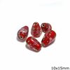 Murano Glass Pearshape Bead with Flower 10x15mm