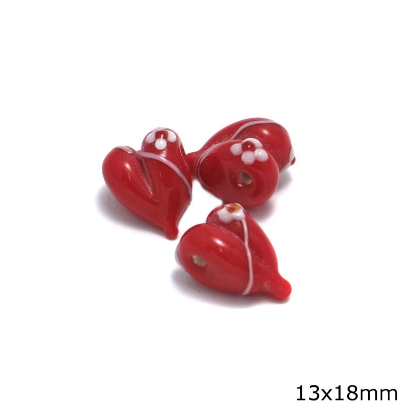 Murano Glass Bead Heart 13x18mm