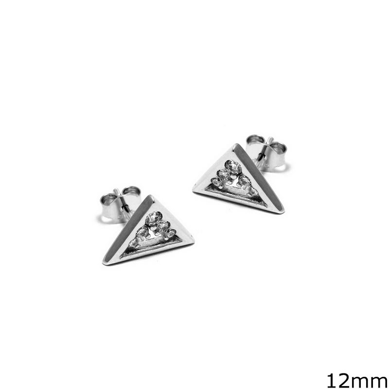 Σκουλαρίκια Ασημένια  925 Τρίγωνο με Ζιργκόν 12mm