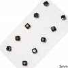 Stainless Steel Square Solitaire Earrings 3mm