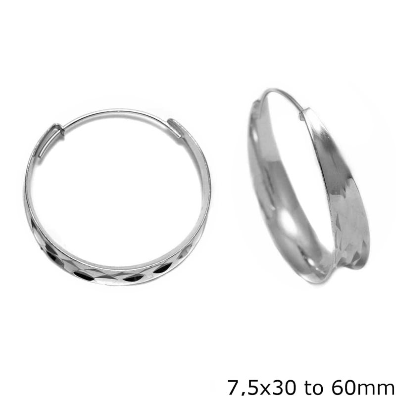 Silver 925 Diamond Cut Earrings 7,5x30-60mm