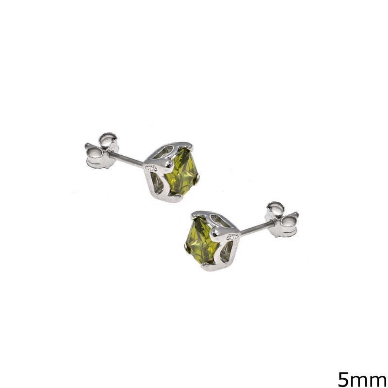 Silver 925 Square Earrings with Zircon 5mm
