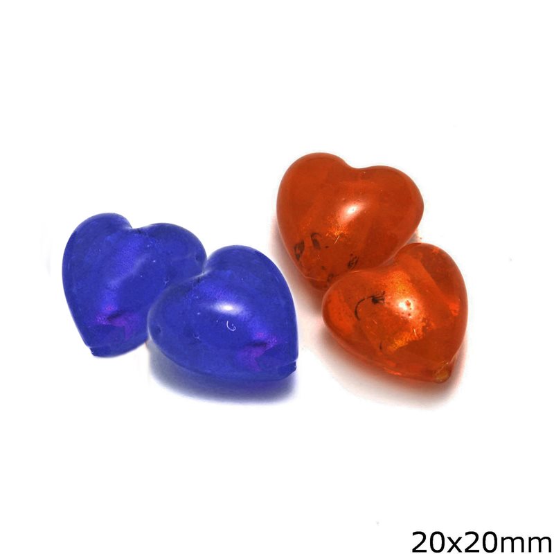 Χάνδρα Τύπου Murano Καρδιά 20x20mm
