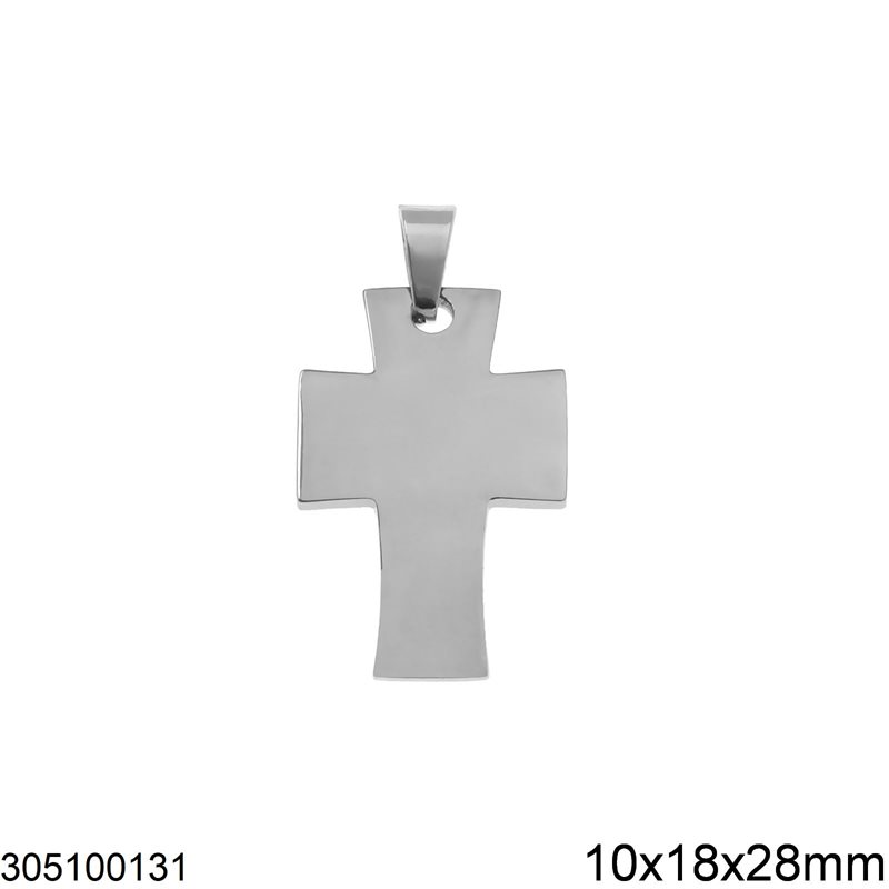 Stainless Steel Pendant Cross 10x18x28mm