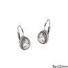 Silver 925  Pearshaped Earrimngs with Rosette 9x12mm