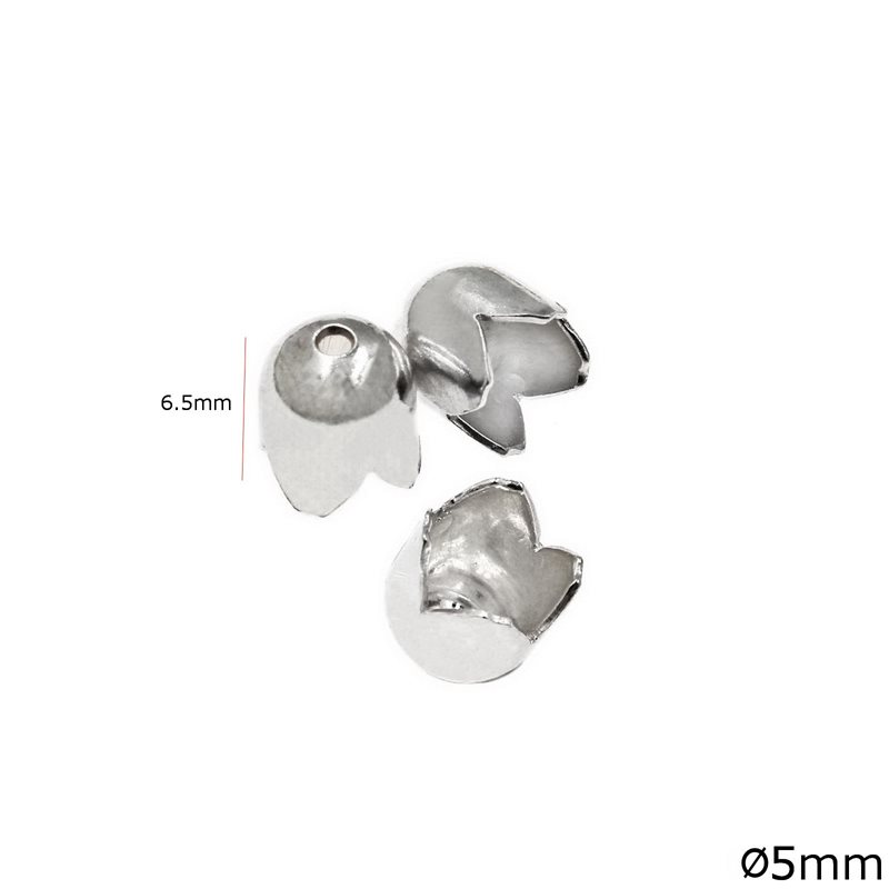 Silver 925 Cap for Komboloi 6.5mm, Hole 5mm