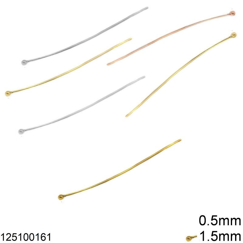 Γράνα Ασημένια 925 0.5mm με Μπίλια 1.5-2mm
