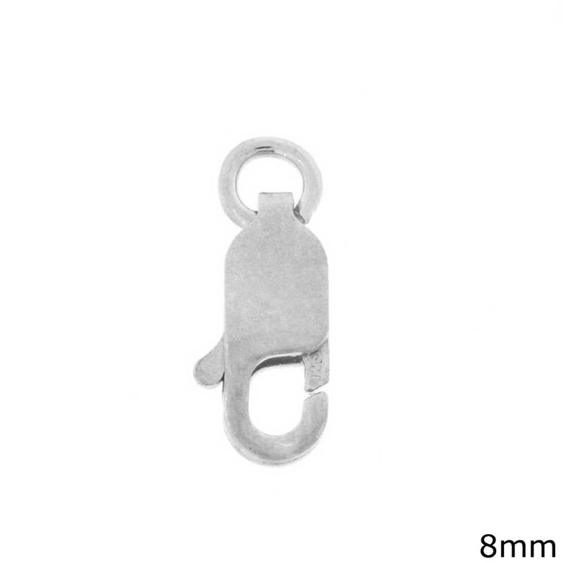 Silver 925 Flat Lobster Claw Clasp 8mm