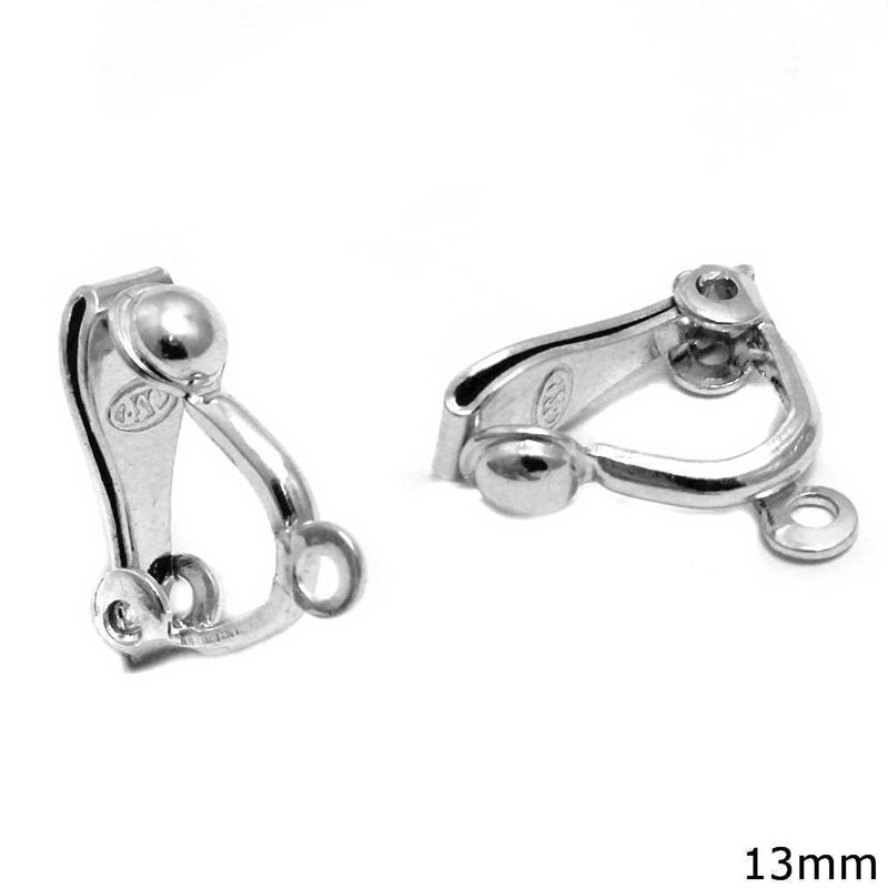 Silver 925 Clip-on Earring with Hoop 13mm