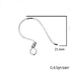 Silver 925 Earring Hook 21mm Thickness 0,9mm 0,63gr/pair