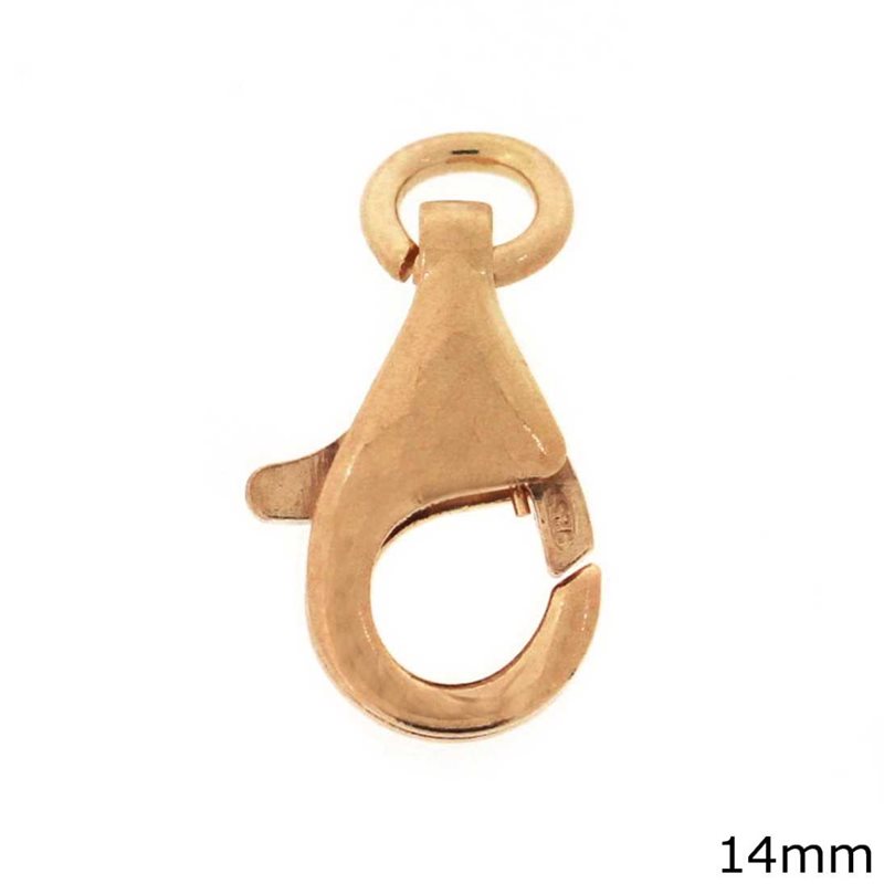 Silver 925 Lobster Claw Clasp 14mm, Rose Gold