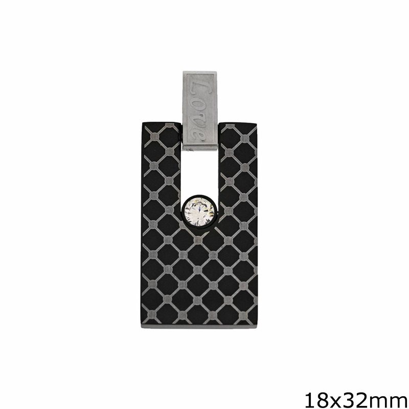 Μενταγιόν Ατσάλινο Πλάκα με ζιργκόν 18x32mm