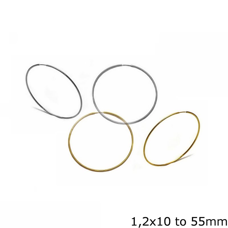 Silver 925 Hoop Earrings  1.2x10 - 55mm
