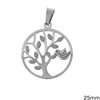 Stainless Steel Pendant Tree in Circle 25mm