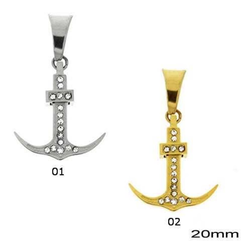 Stainless Steel anchor pendant 22mm