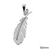 Stainless Steel Pendant Feather 50mm