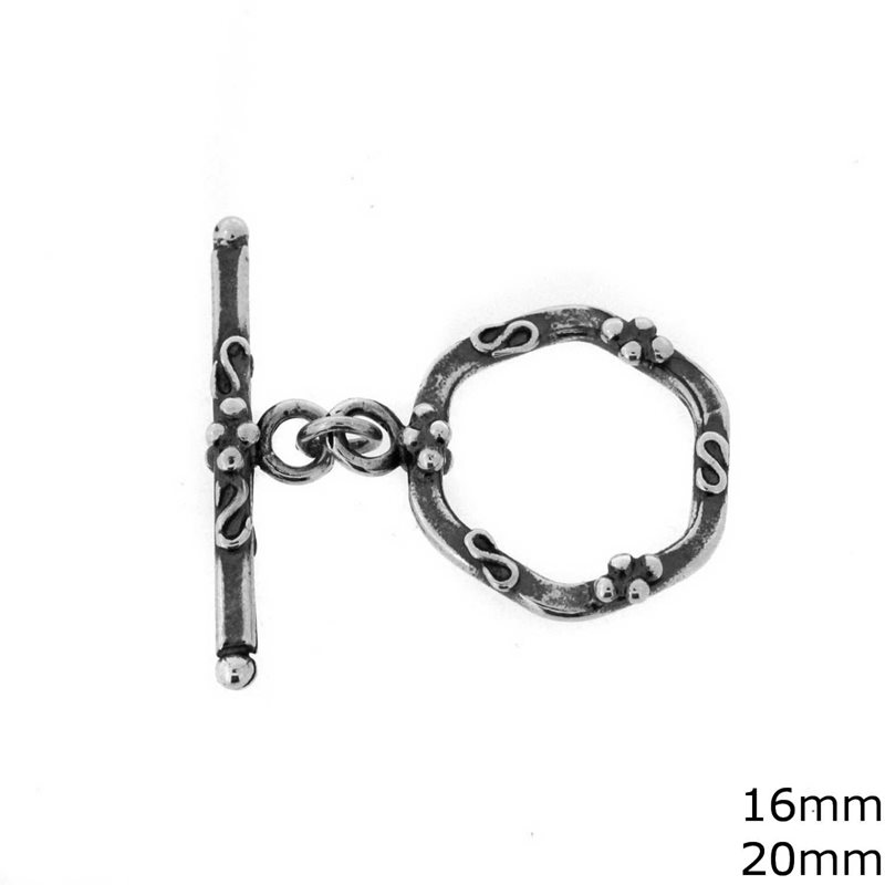 Silver 925 Toggle Clasp 16mm 20mm