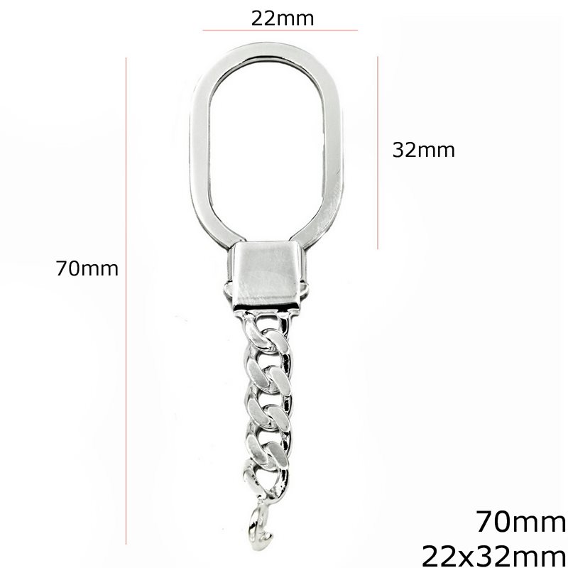 Silver 925 Finished Keychain 6gr 70mm