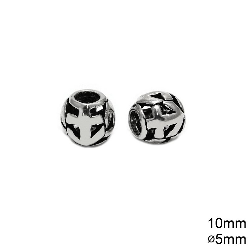 Silver 925 Oxyde Bead 10mm with 5mm hole, 2.40gr