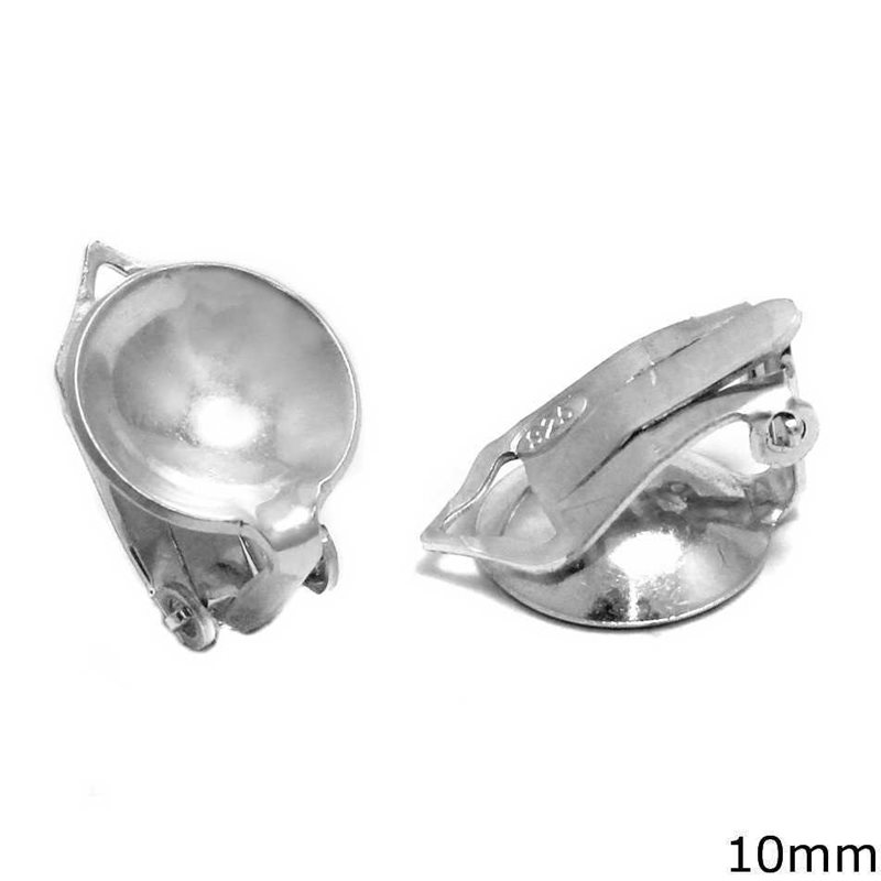 Silver 925 Ear Clip with Post for Bead 10mm
