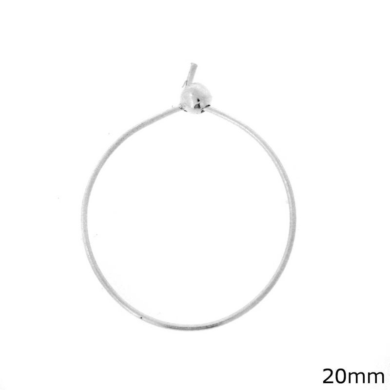Silver 925 Beading Hoop 20mm Thickness 1mm