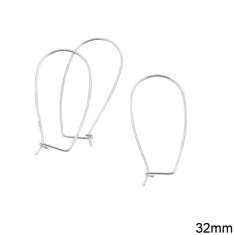 Silver 925 Earring Hook 32mm Thickness 0.5mm