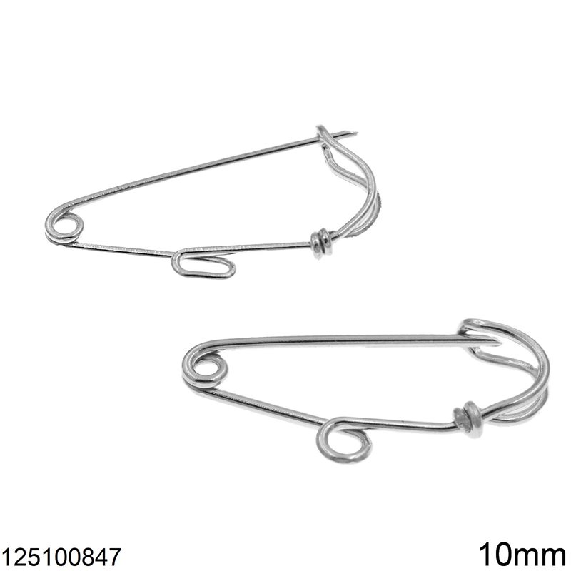 Silver 925 Safety Pin with Hoop 10mm