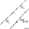Stainless Steel Anklet Cross 15mm