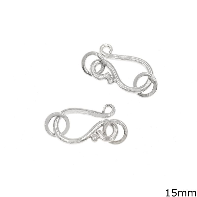 Silver 925 "S" Hook and Eye Clasp 15mm