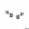 Silver 925 Earrings with Sandblasted ball finish 5mm Rhodium Plated