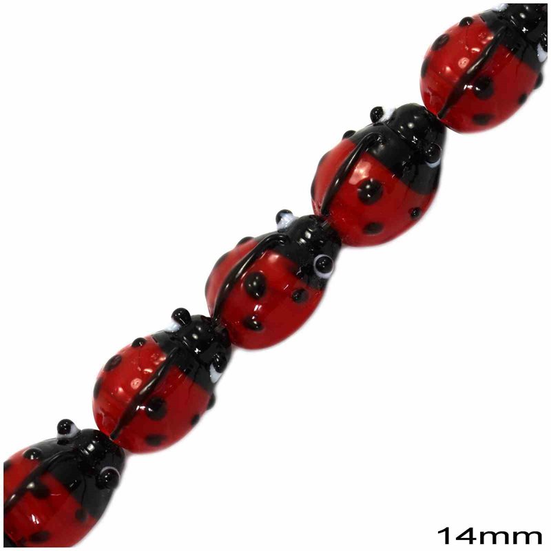 Glass Bead  Ladybug 14mm