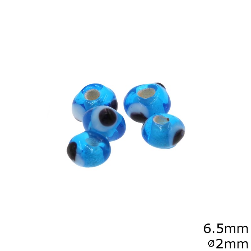 Murano Glass Bead with Evil Eye 6.5mm,Hole 2mm
