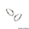 Silver 925 Square Sarniera Hoop Earrings 3x16-22mm