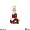 Casting Pendant Church with Enamel and Rhinestone 22mm, Gold plated NF