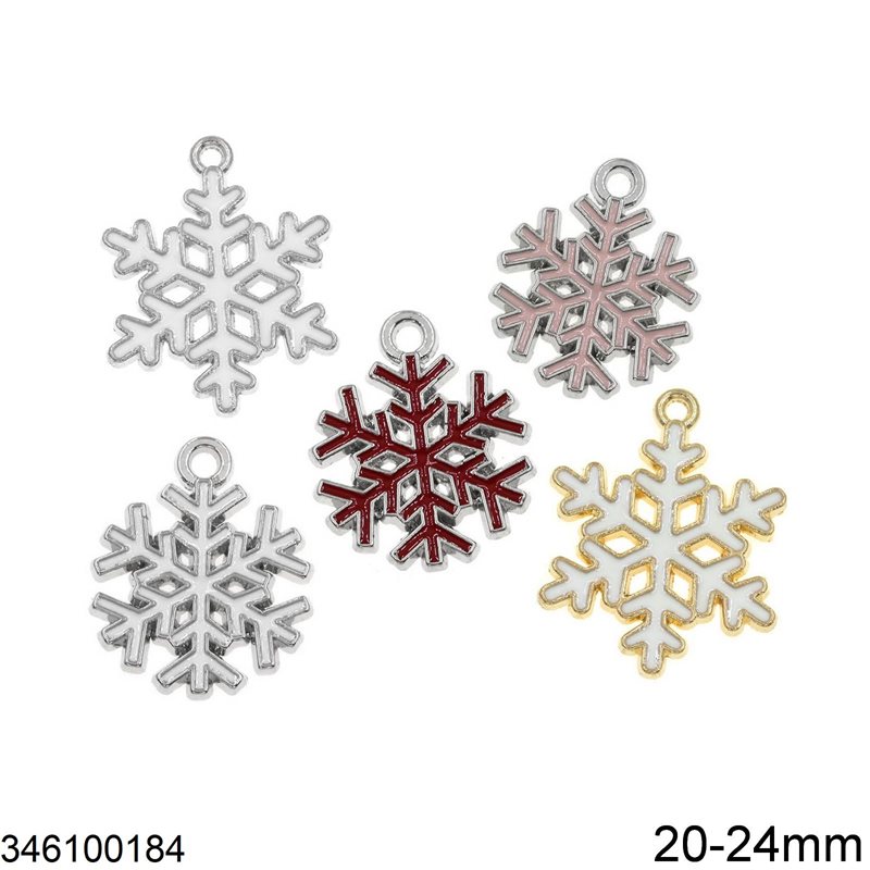 Casting Pendant Snowflake with Enamel 20-24mm