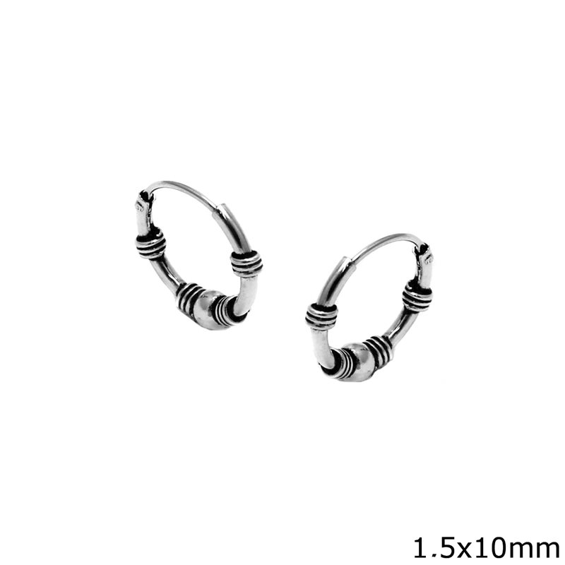 Silver 925 Earring Hoops 1,5x10mm