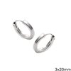 Silver 925 Square Sarniera Hoop Earrings 3x16-22mm