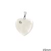 Mop-shell Pendant Heart with Rhinestone 15mm