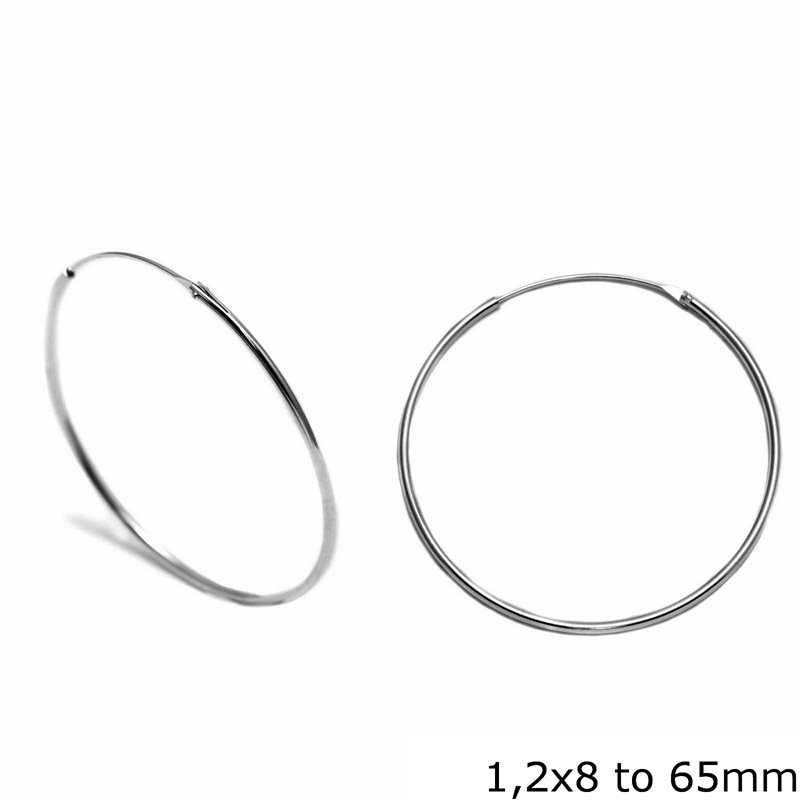 Silver 925 Sarniera Earring Hoops 1,2x8-65mm
