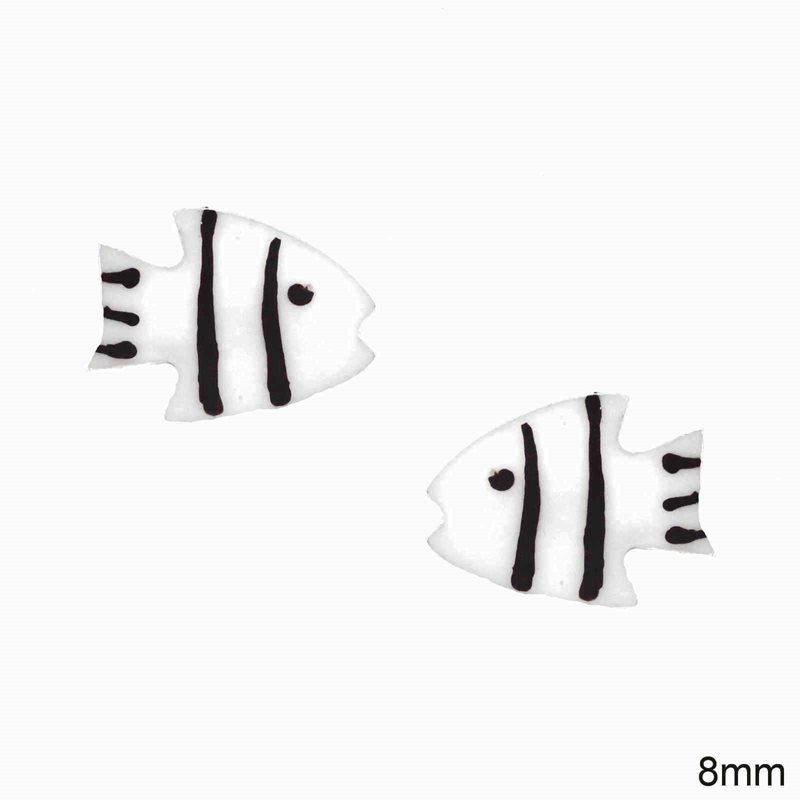 Silver 925 Childrens Earrings Fish 8mm