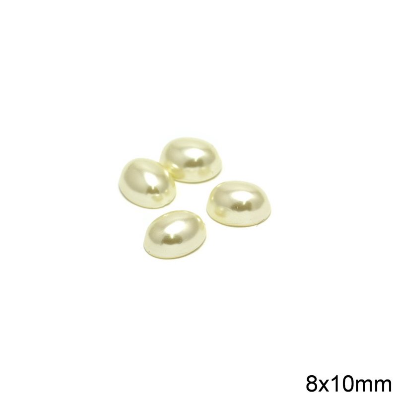 Plastic Oval Pearl Stone B 8x10mm , Light Beige