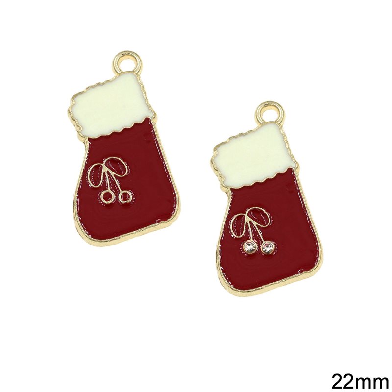 Casting Pendant Christmas Bag of Toys with Enamel 22mm