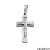 Stainless Steel Pendant Cross with Meander 18x28mm