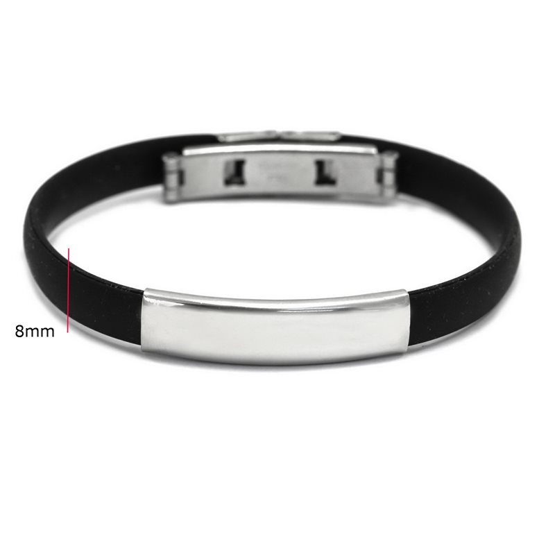 Stainless Steel bracelet with rubber 8mm