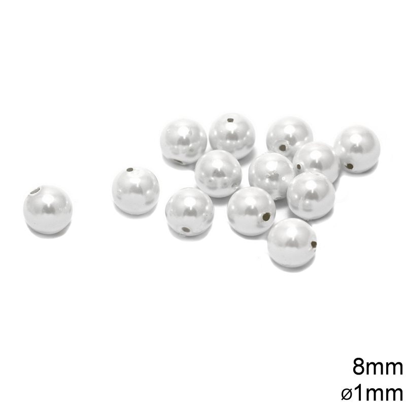Plastic Pearl Bead 8mm with 1mm Hole