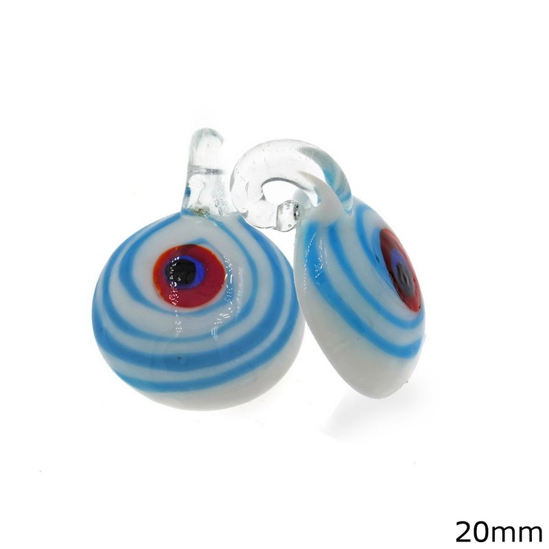 Glass Pendant with Evil Eye 20mm
